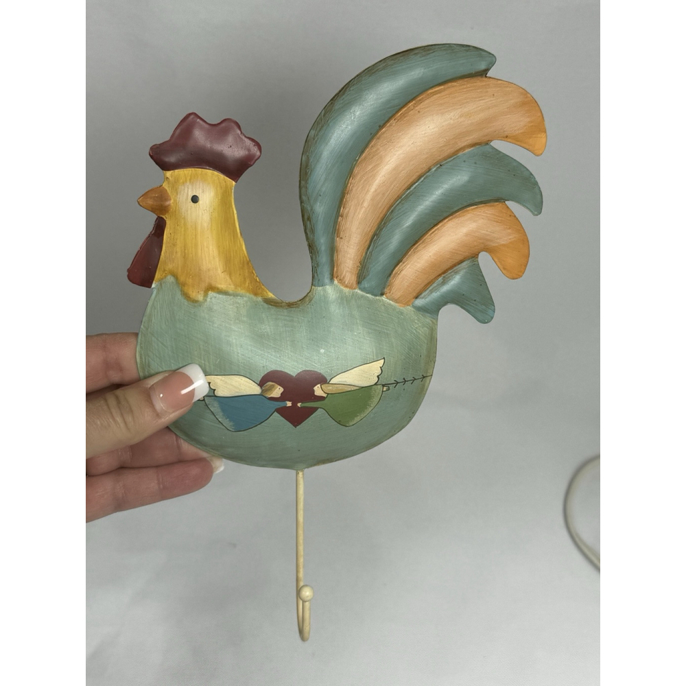 Vintage Handpainted Folk Art Wall Hanger Rooster Chicken Hen Russ Berrie & Co.